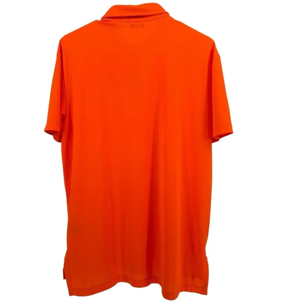 Polo Ralph Lauren Orange Short Sleeve Polo Shirt Men's Large Blue Logo